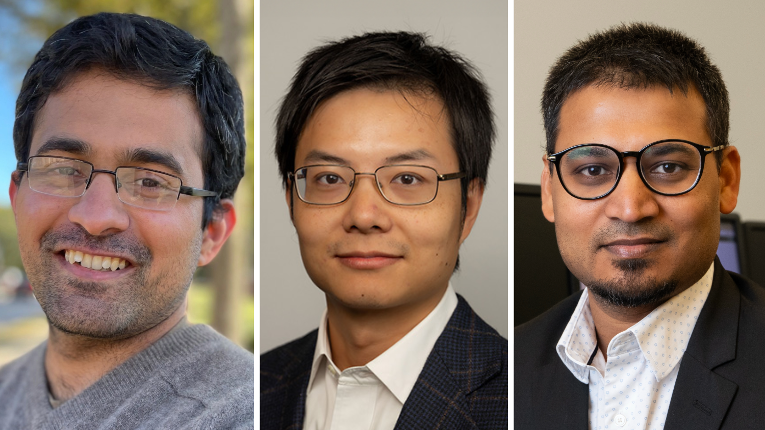 A triple image featuring three men's headshots